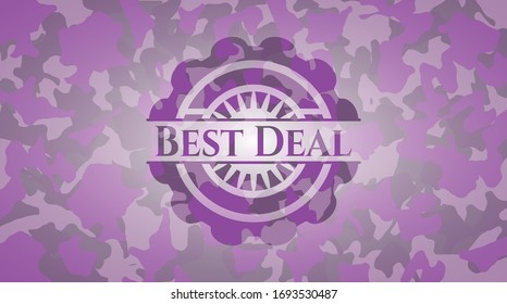 Best Deal pink on camouflaged texture. Vector Illustration. Detailed.