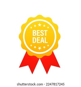 Best deal Red Rubber Stamp. Sticker. Seal. Premium golden and red best seller label. Vector illustration