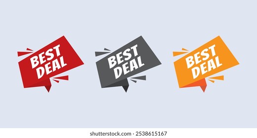 Best deal speech bubble, speech balloon, sticker, sign, icon and label isolated on white background