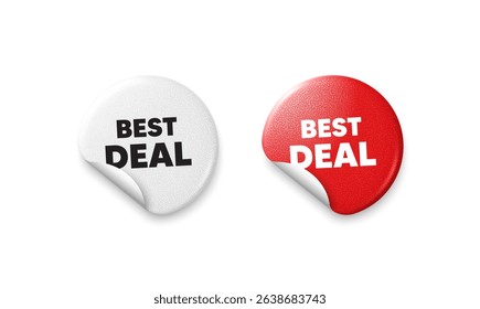 Best deal sticker tags. Glitter paper price badge. Best deal tag. Special offer Sale sign. Advertising Discounts symbol. Offer round sticker. Promo banner. Vector