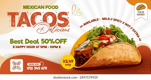 Best deal Taco flyer banner and landing page template