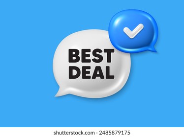 Best deal tag. Text box speech bubble 3d icons. Special offer Sale sign. Advertising Discounts symbol. Best deal chat offer. Speech bubble banner. Text box balloon. Vector