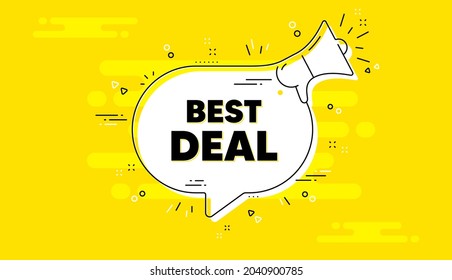 Best deal text. Alert megaphone yellow chat banner. Special offer Sale sign. Advertising Discounts symbol. Best deal chat message loudspeaker. Alert megaphone background. Vector