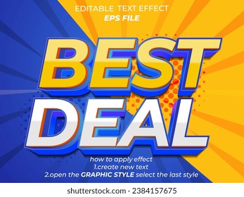 best deal  text effect, font editable, typography, 3d text. vector template