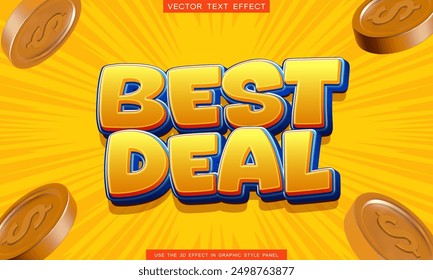 Best deal vector 3d text effect with business and sale text style. Font editable 3d text. typography vector template