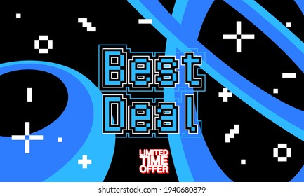 Best Deal - Vector banner template design. Special offer discount banner, pixel art for advertising.