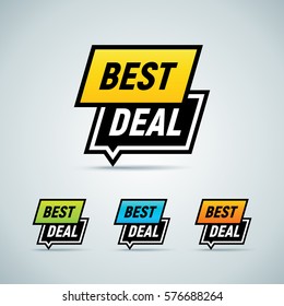 Best deal. Vector label in different colors