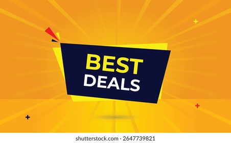 Best deals editable web banner vector art illustration template design with dark blue yellow shapes red orange abstract business background sun shine modern style unique professional branding