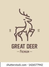 Best deer logo design, illustration and logotype. A great, elegant deer standing gracefully. Hunter logo t-shirt minimal design. Deer icon for company logo in premium quality. Printable vector design