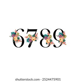 best design counting 1234 and 5 flowers type colorful flowers leaf rose girls t shirt design fashion new style logo design 
