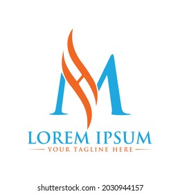 The Best Design MH logo unique modern minimalist simple creative abstract and vector