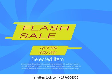 Best design sales banner template 50% with blue and yellow spiral pattern writing, good sales special offers for end of season and more, vector illustration