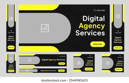 Mejor diseño de Anuncio de conjunto de Web de servicios de agencia digital para publicación de redes sociales, diseño moderno de Anuncio de Paquete de Web, formato de archivo de Vector eps 10 totalmente editable