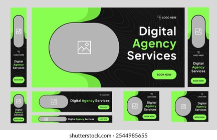 Mejor diseño de Anuncio de conjunto de Web de servicios de agencia digital para publicación de redes sociales, diseño moderno de Anuncio de Paquete de Web, formato de archivo de Vector eps 10 totalmente editable