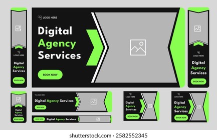 Best digital agency web set banner design for social media post, marketing agency web bundle banner design, fully editable vector eps 10 file format