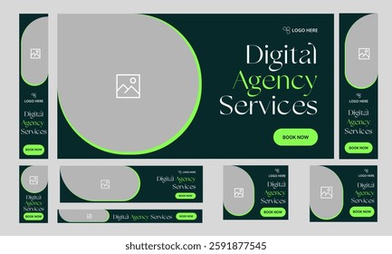 Best digital agency web set banner design for social media post, startup business web bundle banner design, customizable vector eps 10 file format