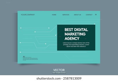 BEST DIGITAL MARKETING AGENCY. Web Banner Template And Media Poster. Technological design of a corporate website