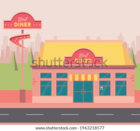 best diner facade street scene