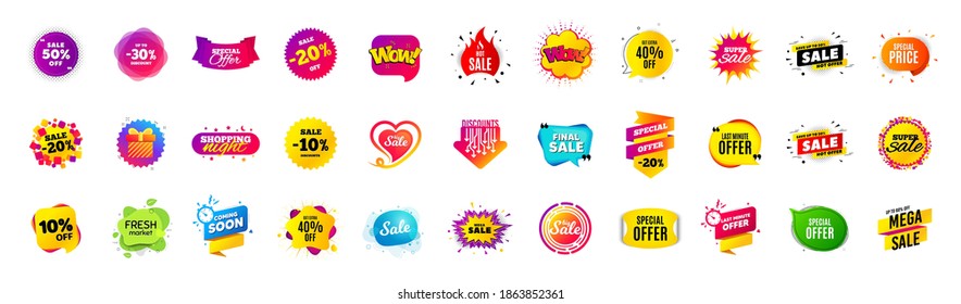 Best discount offer banners. Price deal sale stickers. Black friday special offer tags. Sale bubble coupon. Promotion discount banner templates design. Buy offer sticker. Super deal set. Vector