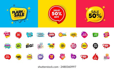 Best discount offer banners. Price deal sale stickers. Black friday special offer tags. Flash sale bubble coupon. Promotion discount banner templates design. Buy offer sticker, 50 percent off. Vector