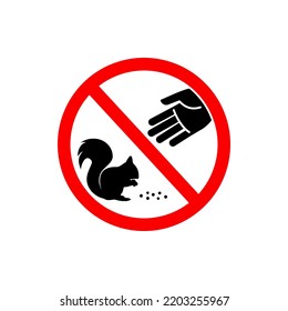 Best Do Not Feed Sign or Do Not Feed Icon Vector On White Background. Do not feed the birds warning sign, stylized vector pigeon silhouette and hand symbol in crossed red circle.