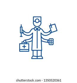 Best doctor line icon concept. Best doctor flat  vector symbol, sign, outline illustration.