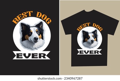 EL MEJOR PERRO DEL diseño de camisetas. Archivos EPS. Las citas de la ilustración vectorial en fondo negro. Plantilla de diseño para la impresión de camisetas. Diseño de camisetas de perro para cualquier país del mundo. 