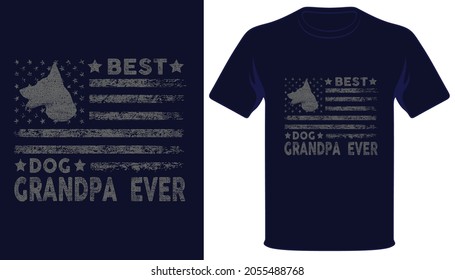 Best dog grandpa ever usa grunge flag dog lover tshirt design