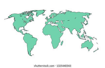 Best doodle world map for your design. Hand drawn freehand editable sketch. Planet Earth simple graphic style. Vector line illustration, EPS 10