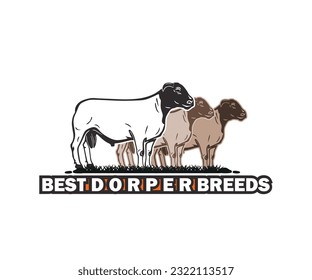 BEST DORPER BREEDS RAM, silhouette of great big sheep breed vector illustrations svg