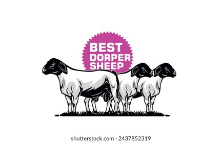 BEST DORPER SHEEPS LOGO, silhouette of great ram standing vector illustrations svg