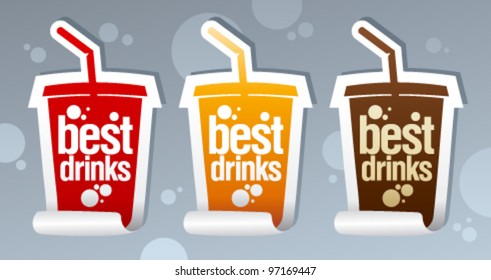 Best drinks stickers in form of take away cup.