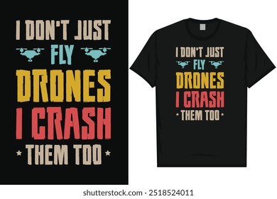 Melhor design de camiseta de tipografia de voo drone