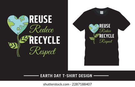 Best earth day typographic vector tshirt design template