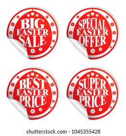 Best Easter sale , colorful stickers red set.Vector illustration