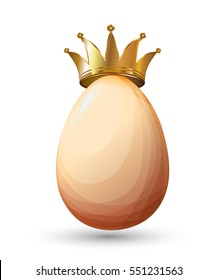 Best eggs design template. Eco farm quality concept. Big egg with golden crown. Label, banner or logo design. Vector illustration stock vector.