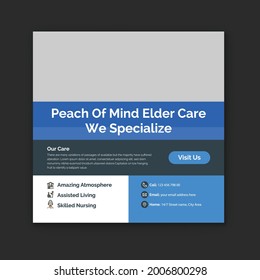 Best elder care and health care social media post template. Senior health care banner template