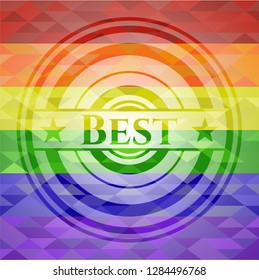 Best emblem on mosaic background with the colors of the LGBT flag