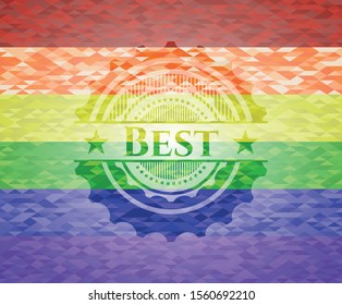 Best emblem on mosaic background with the colors of the LGBT flag