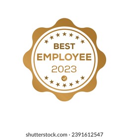 (Best Employee 2023) certificated badge, vector illustration.