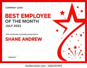 Best Employee certificate, Employee of the month award certificate, Employee of the month certificate, and celebration