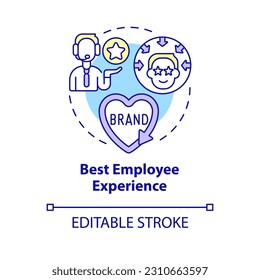 Best employee experience concept icon. Customer service. Retail trend. Brand growth. Invest in people. Employee benefit abstract idea thin line illustration. Isolated outline drawing. Editable stroke