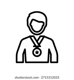 Icono de mejor empleado, gráficos de Vector de línea