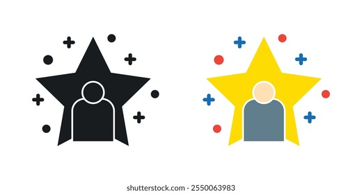 Best employee icon set in black and colored version