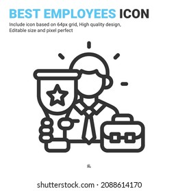 Best employee icon vector with outline style isolated on white background. Vector illustration winner sign symbol icon concept for business, finance, industry, company, apps, web and all project