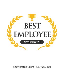 Best Employee Of The Month, Badge Design With A Laurel Wreath, Winner Logo Emblem