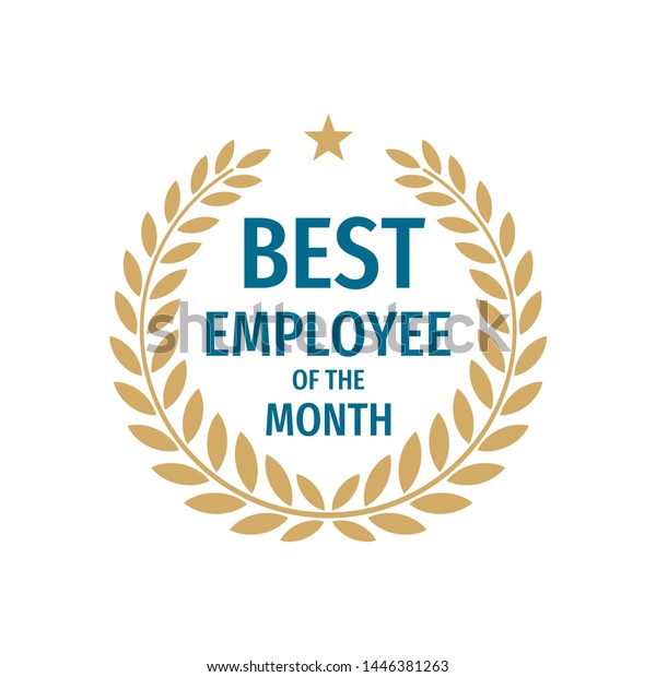 Best employee of the month - badge design\
with a laurel wreath. Winner logo emblem.\
