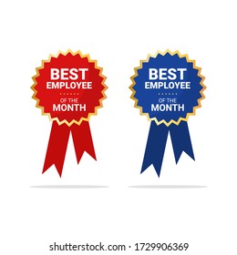 Best Employee of the Month Badge with Ribbon - EPS 10 Vector