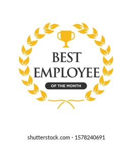 Best Employee Of The Month Inside A Laurel Wreath, Winner Logo Emblem