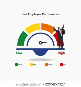 Mejor empleado en la ilustración vectorial del medidor de rendimiento de escenario